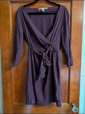 Diane Von Furstenberg Eggplant Wrap Dress Size 10